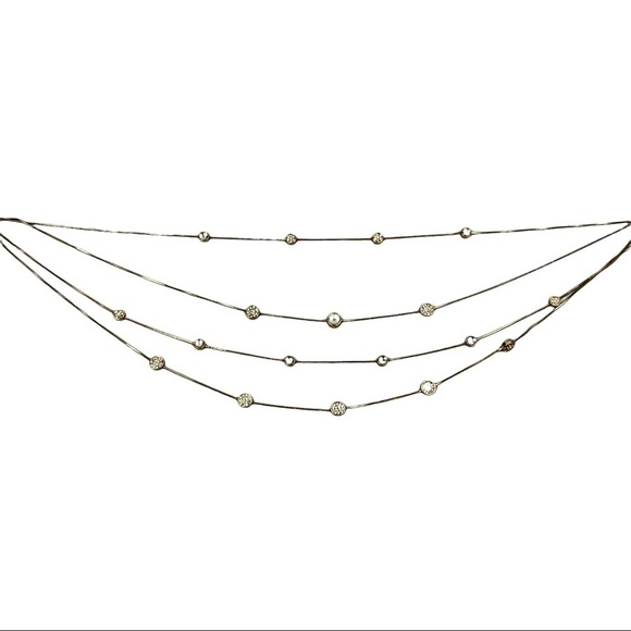 Layered gold rhinestone necklace - Picture 3 of 5